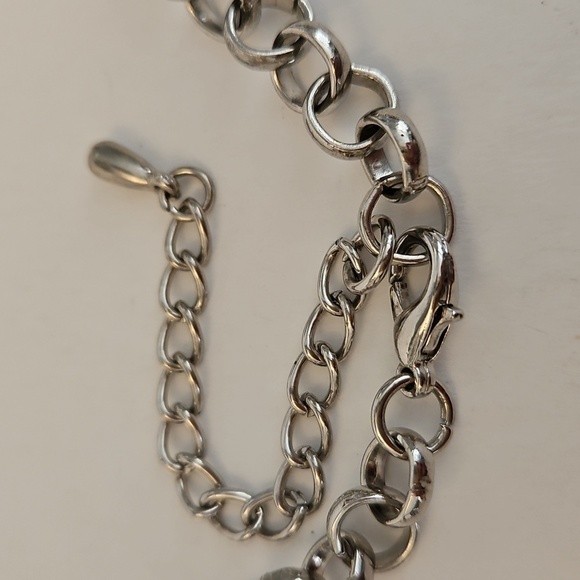 Silvertone with Large & Small Rhinestones on 18" Long Necklace - Picture 4 of 6